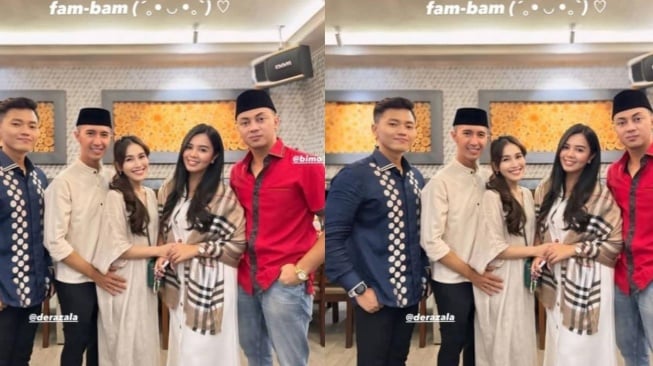 Posisi tangan Muhammad Fardana, calon suami Ayu Ting Ting, bikin salfok. (TikTok/alfin_231013)