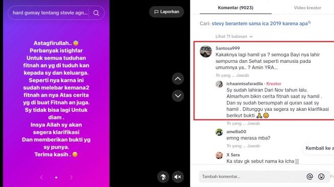 Icha Annisa Fardila tuding balik mendiang Stevi Agnecya memfitnahnya (TikTok @ichannisafaradila)