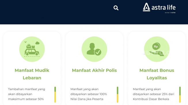 Astra Life dengan manfaat Mudik Lebaran, memberikan perlindungan semua kejadian yang dialami selama periode 1 Ramadan hingga 1 Syawal [screenshot Astra Life].