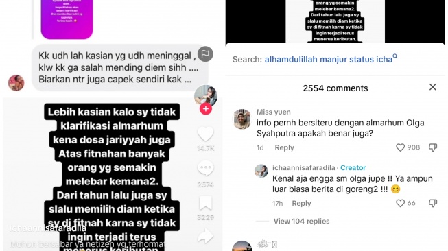 Icha Annisa Faradila bantah pernah ribut dengan Olga Syahputra (TikTok/@ichaannisafaradila)