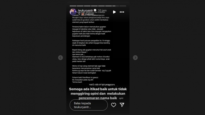 Teuku Ryan bantah pernyataan pengacara Ria Ricis (Instagram/@teukuryantr)