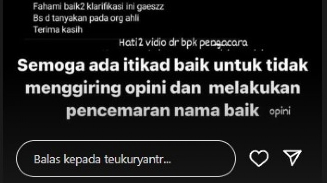 Teuku Ryan klarifikasi soal statmen tim kuasa hukum Ria Ricis (Instagram/@teukuryantr)