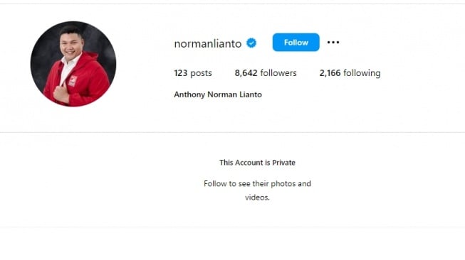 Akun Instagram Caleg PSI Anthony Norman Lianto terduga pelaku pelecehan seksual. (tangkapan layar/Instagram)