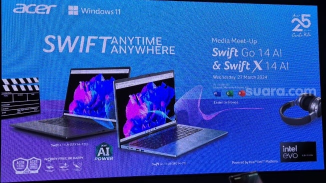 Acer Indonesia Luncurkan Swift X 14 AI dan Swift Go 14 AI, Ditenagai Prosesor Intel Core Ultra Terbaru