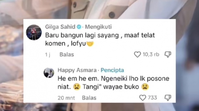 Happy Asmara dan Gilga Sahid saling berbalas pesan romantis (TikTok/@happyasmara)