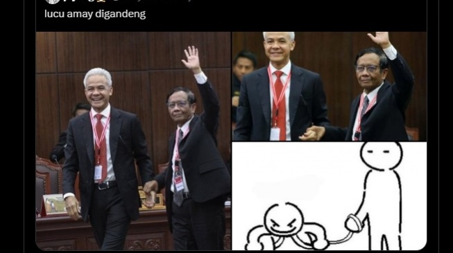 Respons Ganjar Pranowo Fotonya dengan Mahfud MD Diselipi Sketsa Orang Diikat. [X]