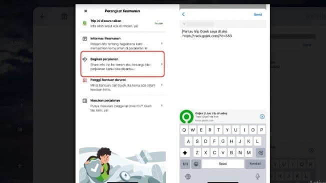 Fitur Bagikan Perjalanan. [Gojek]