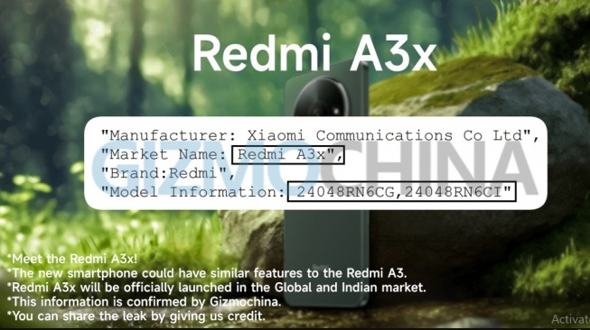 Bocoran Redmi A3x. [Gizmochina]