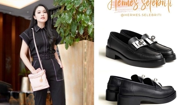 Adu Koleksi Sepatu Branded Sandra Dewi vs Syahrini (Instagram/@hermes.selebriti)