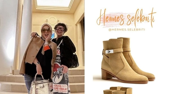 Adu Koleksi Sepatu Branded Sandra Dewi vs Syahrini (Instagram/@hermes.selebriti)