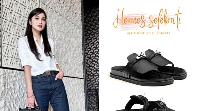 Adu Koleksi Sepatu Branded Sandra Dewi vs Syahrini (Instagram/@hermes.selebriti)