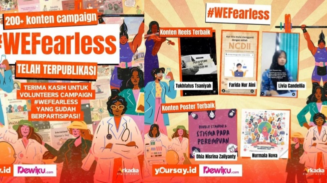 Para peserta yang terpilih sebagai pembuat konten terbaik dalam kampanye daring #WEFearless (Yoursay)