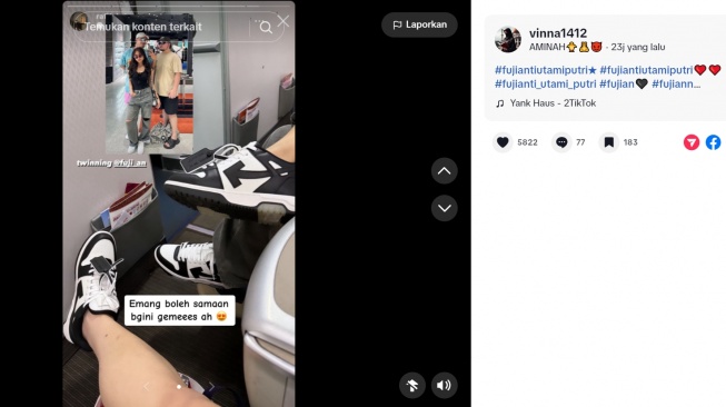 Fuji dan Rafi Mohammad kembaran sepatu (TikTok @vinna1412)