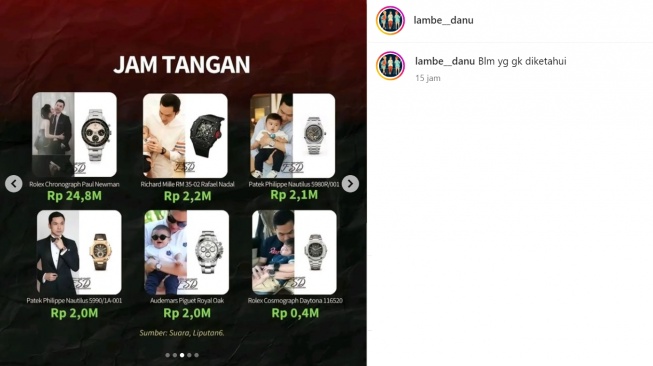 Koleksi jam tangan Harvey Moeis, suami Sandra Dewi (Instagram/@lambe__danu)