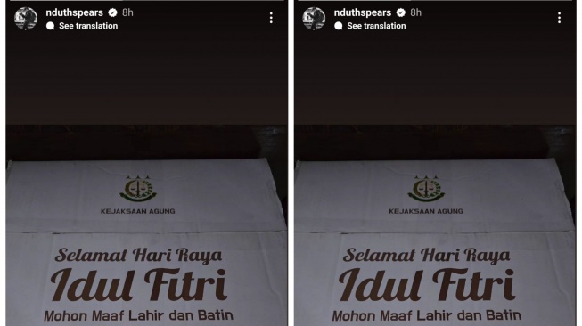 asisten pribadi Sandra Dewi dapat hampers bertuliskan Kejaksaan Agung (Instagram/@nduthspears)