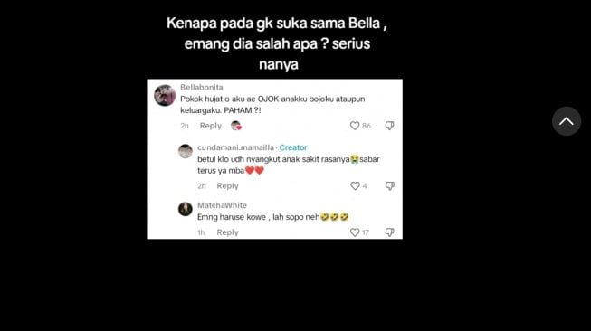 Bella Bonita geram dengan netizen yang hujat anak dan suaminya (TikTok @salmonkalid)