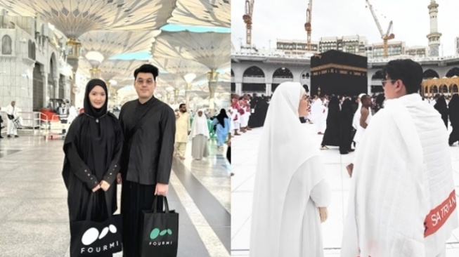 Asty Ananta bersama suami, Hendra Suyanto menjalani umrah di Tanah Suci. [Instagram]