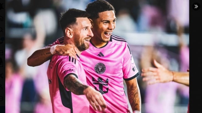 Penyerang Inter Miami, Lionel Messi, usai mencetak gol ke gawang Colorado Rapids di Stadion Chase, Minggu (7/4/2024) pagi WIB. (Screenshot X/@InterMiamiCF)