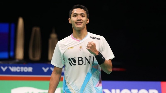 Tunggal putra Indonesia Jonatan Christie dalam babak perempat final Kejuaraan Bulu Tangkis Asia (BAC) 2024 di Ningbo, China, Jumat (12/4/2024). (ANTARA/HO/PP PBSI)