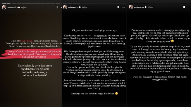 Kronologi Anissa Aziza dibuntuti orang tak dikenal (instagram)