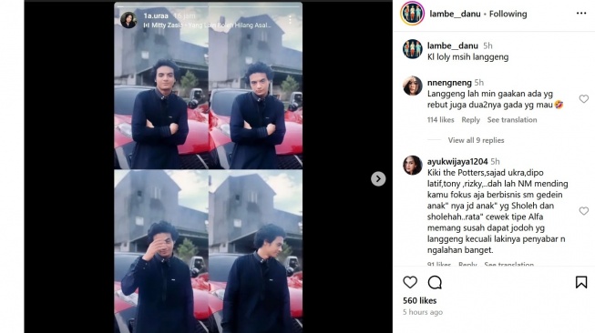 Akun Instagram @lambe__danu mengunggah postingan soal Nikita Mirzani dan memandingkan asmara sang artis dengan putrinya, Lolly.