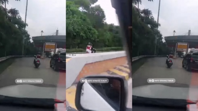 Video Pemotor Nekat Melintas di Tol Cikande Viral di Medsos