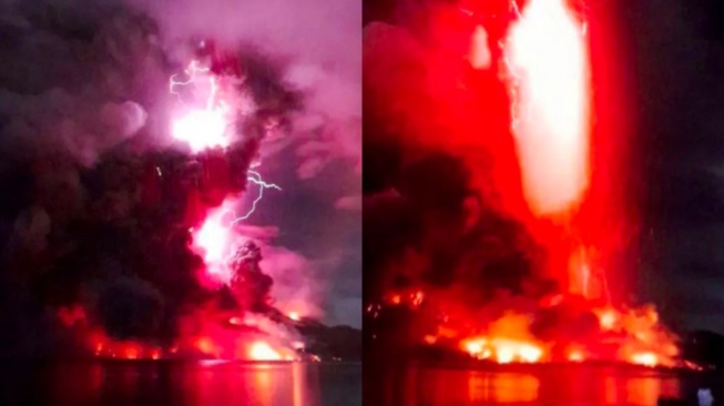 Erupsi Gunung Ruang Muntahkan Lava dan Kilatan Petir, Waspada Potensi Tsunami