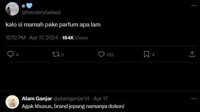 Jawaban Alam Ganjar saat disuruh spill parfum Siti Atikoh. (Twitter/alamganjar14)