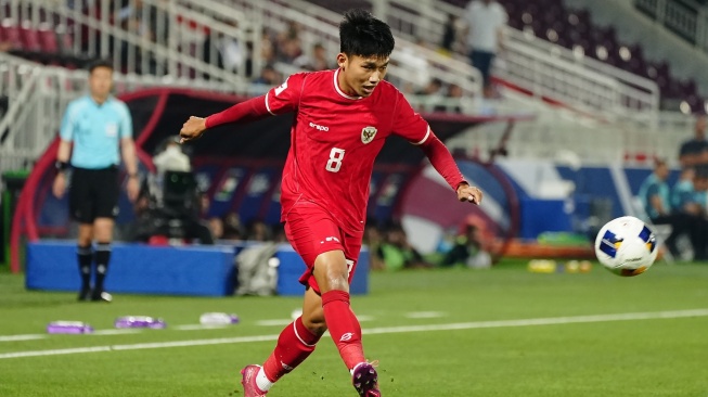 Pemain Timnas Indonesia U-23 Witan Sulaeman saat pertandingan melawan Yordania (Dok. PSSI).