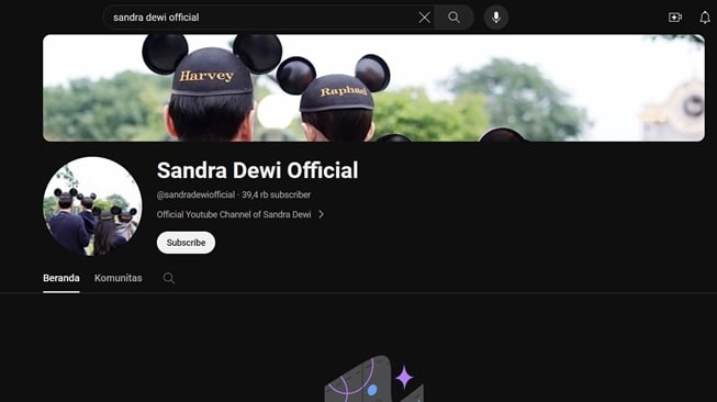 Video di kanal YouTube Sandra Dewi hilang (YouTube)