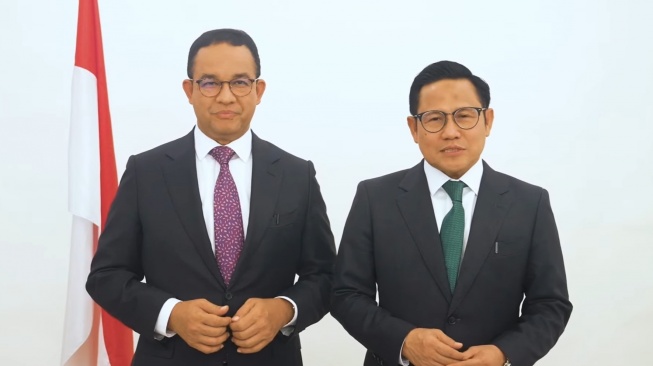 Anies Baswedan dan Muhaimin Iskandar atau Cak Imin mengucapkan selamat kepada Prabowo Subianto-Gibran Rakabuming Raka sebagai pasangan presiden dan wakil presiden terpilih 2024-2029. (Foto. dok. ist)