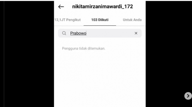 Nikita Mirzani Unfollow Prabowo. [Instagram]