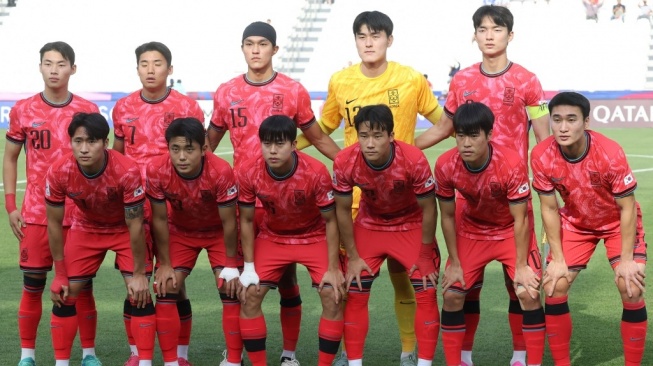 Timnas Korea Selatan U-23 tampil di Piala Asia U-23 2024 Qatar. [K JAAFAR / AFP]