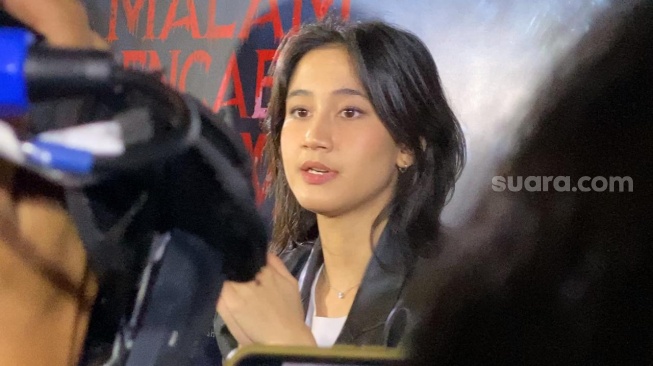 Keisya Levronka usai jumpa pers film Malam Pencabut Nyawa di CGV FX Sudirman, Jakarta, Selasa (23/4/2024) [Suara.com/Adiyoga Priyambodo]