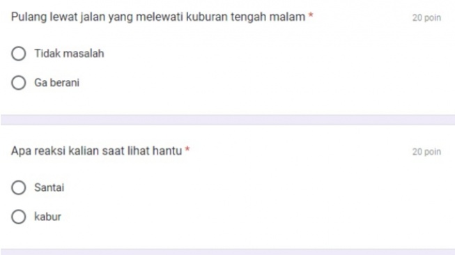 Ujian Penakut Google Form Viral, Seberani Apa Dirimu? Cek Lewat Link Tes Berikut