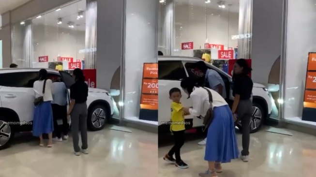 Detik-detik Bocah Setir Mobil Pameran hingga Tabrak Tembok Mal di Jakut