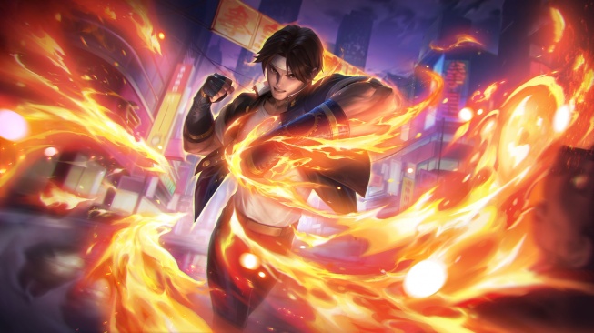 Skin baru Valir Mobile Legends dari karakter Kyo Kusanagi di THE KING OF FIGHTER ‘97 atau KOF 97. [Moonton Indonesia]