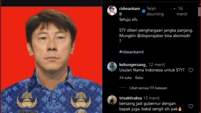 Foto Shin Tae Yong Pakai Baju ASN bertebaran, Ridwan Kamil : Setuju Sih