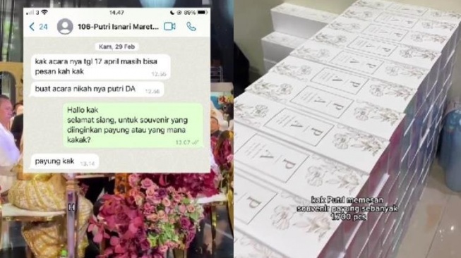 Souvenir pernikahan untuk tamu biasa Putri DA. (TikTok/adasouvenirproject)