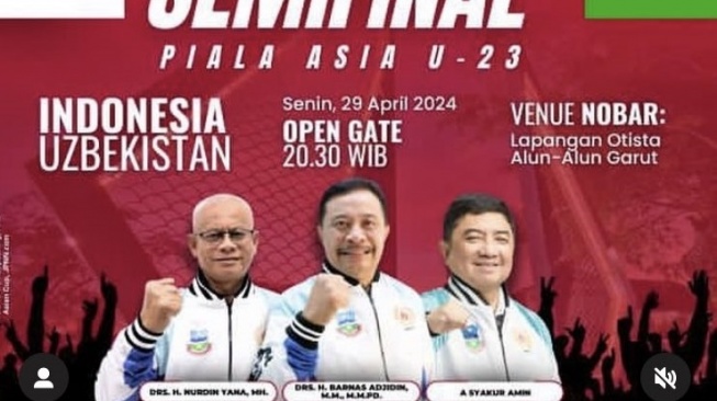 Poster undangan Bupati Garut yang ajak warga nobar Timnas Indonesia U-23.