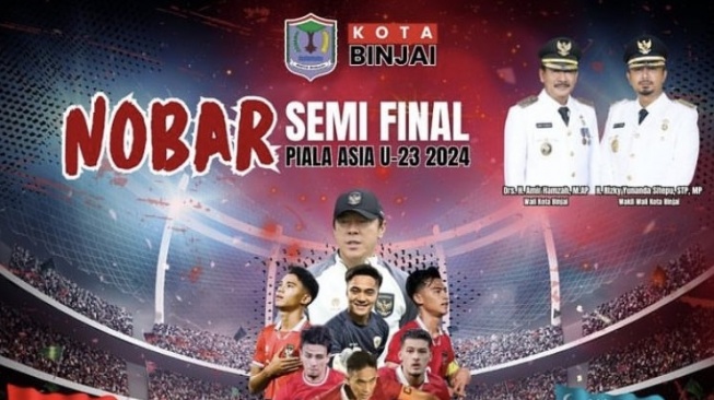 Editan apa adanya Wali Kota dan Wakil Wali Kota Binjai Utara di pamflet nobar timnas.