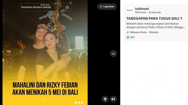 Mahalini Raharja dan Rizky Febian akan menikah di Bali (TikTok/@balifeeds)