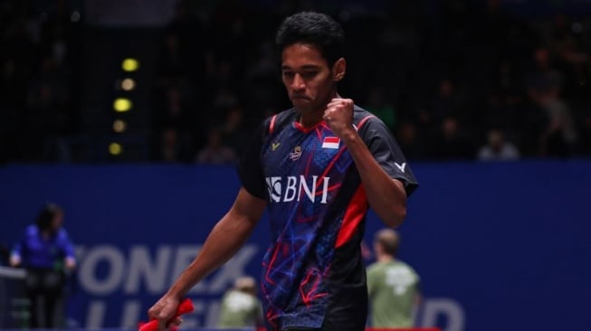 Tunggal putra Indonesia Chico Aura Dwi Wardoyo saat berlaga di babak 32 besar All England Open 2024 yang digelar di Birmingham, Inggris, Rabu (13/3/2024). (ANTARA/HO/PP PBSI)