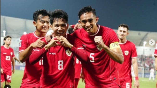 Selebrasi Witan Sulaeman setelah membobol gawang Yordania dalam Piala Asia U-23 2024 (pssi.org)