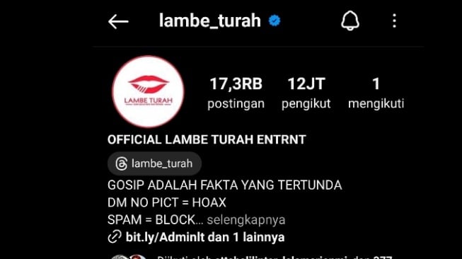 Akun Lambe Turah (Instagram)