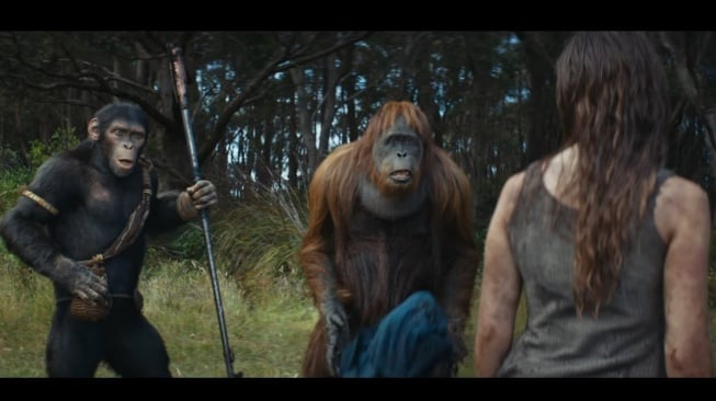 Salah satu adegan di film Kingdom of the Planet of the Apes. [20th Century Fox]