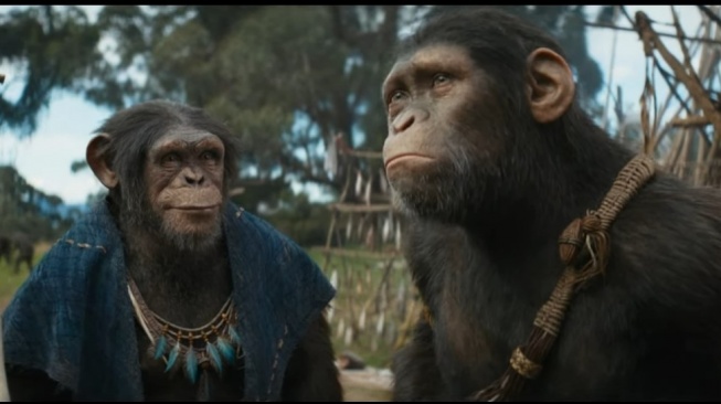 Salah satu adegan di film Kingdom of the Planet of the Apes. [20th Century Fox]