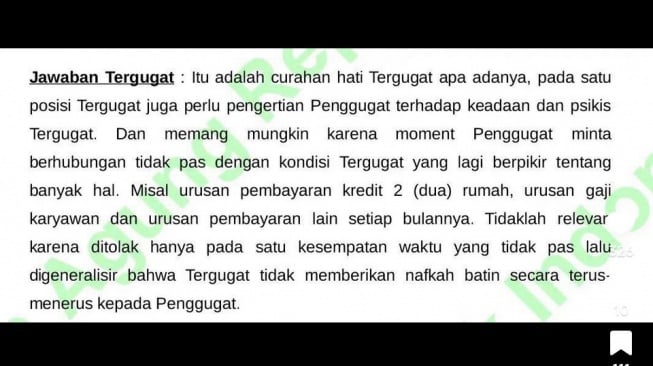 Teuku Ryan beralasan tidak mau melakukan hubungan suami istri karena tengah pusing memikirkan gaji karyawan. [TikTok]