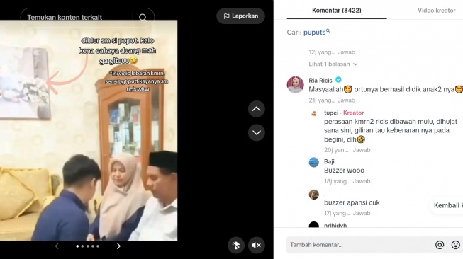 Ria Ricis sindir ibu mertua (TikTok/@sayangpei)