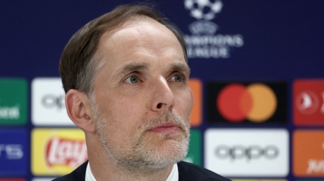 Pelatih Bayern Munich, Thomas Tuchel menghadiri konferensi pers jelang laga semifinal Liga Champions menghadapi Real Madrid di Madrid, Spanyol. [Thomas COEX / AFP]